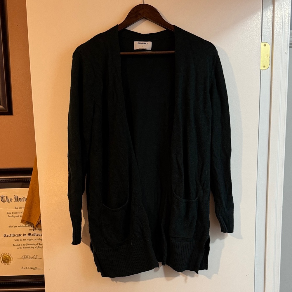 Old Navy Women's Dark Green Long Cardigan with Pockets